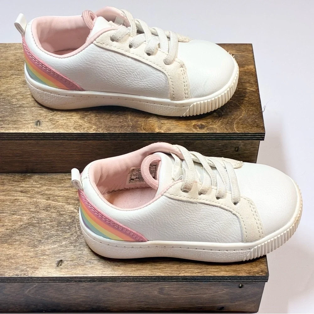Carter's Toddler Girl's Slip-on Shoes 6 Mos White Rainbow Sneakers